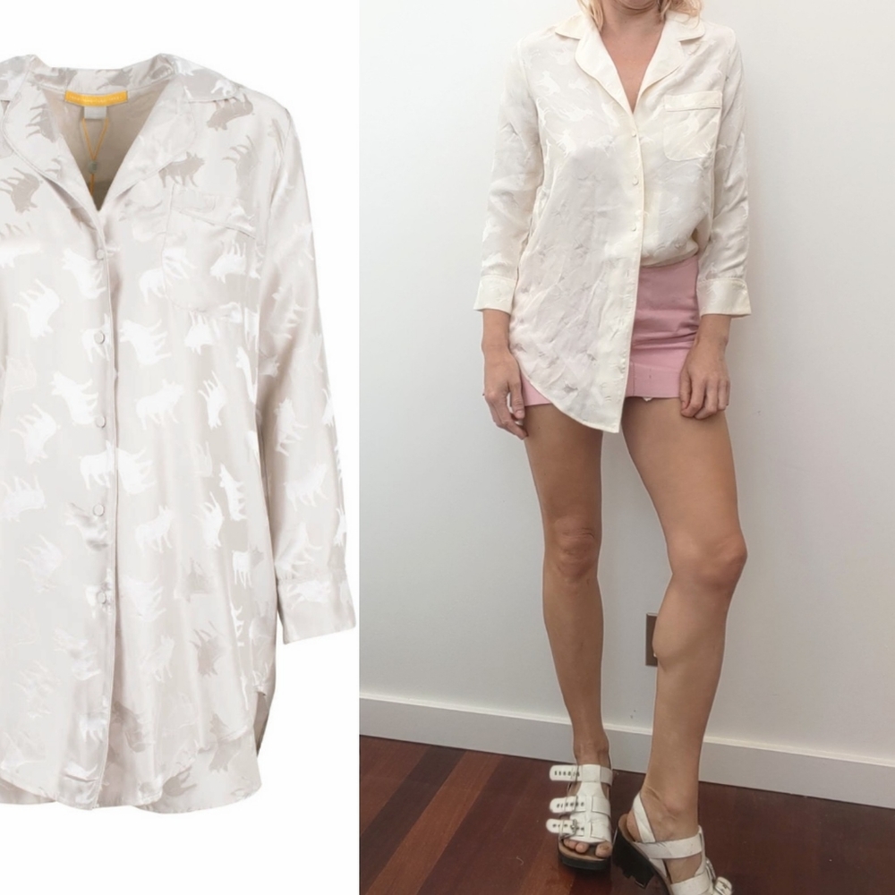 Nwt Ssense aries ram 100% silk long shirt xs